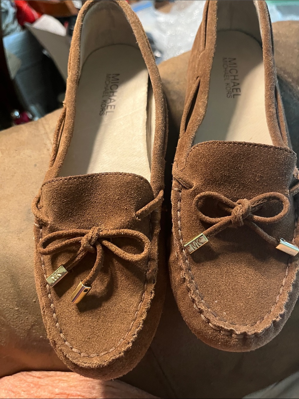 Michael Kors Chestnut Suede Bow Moccasin Loafers